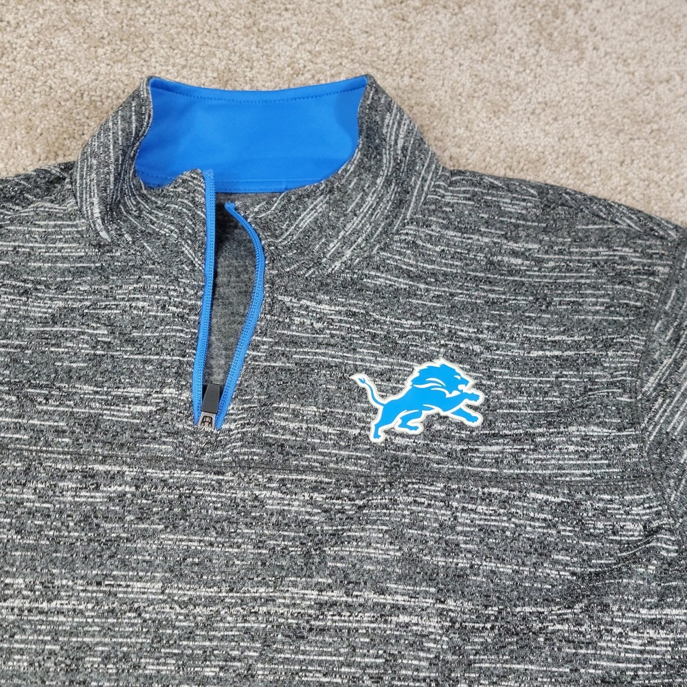 NWT NFL Team Apparel Detroit Lions Mens XL Quarter Zip Pullover Space Gray Blue